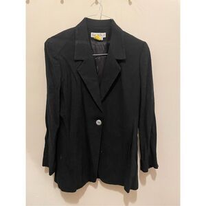 Vintage Barrie Pace linen silk professional black blazer suit jacket size 8